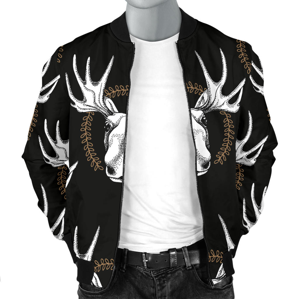 Moose Pattern Print Design 02 Men Bomber Jacket