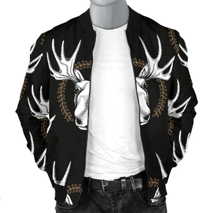 Moose Pattern Print Design 02 Men Bomber Jacket
