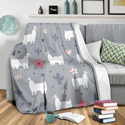 Llama Pattern Print Design 010 Premium Blanket