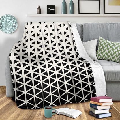 Geometric Black White Pattern Print Design 03 Premium Blanket