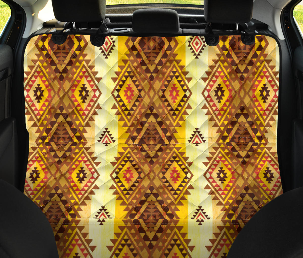 Native Pattern Print Design A09 Rear Dog Car Seat Cover Hammock
