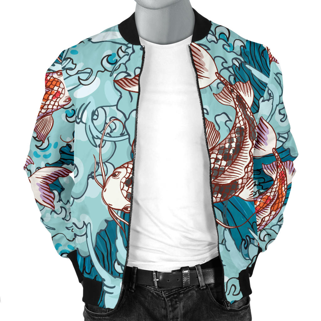 KOI Fish Pattern Print Design 05 Men Bomber Jacket