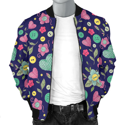 Crochet Pattern Print Design 02 Men Bomber Jacket