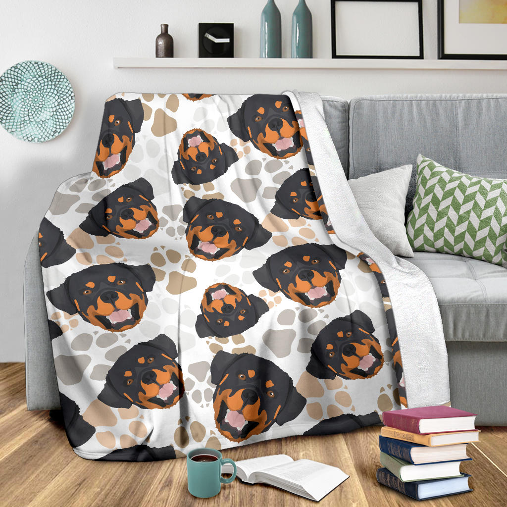 Rottweiler Pattern Print Design A03 Premium Blanket