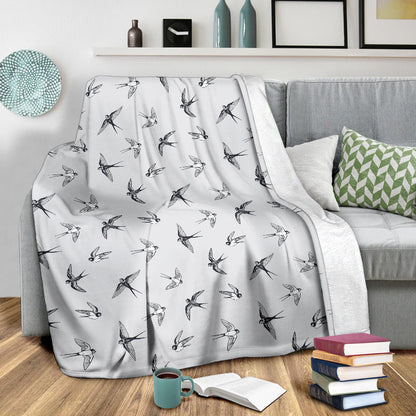 Swallow Bird Pattern Print Design 04 Premium Blanket