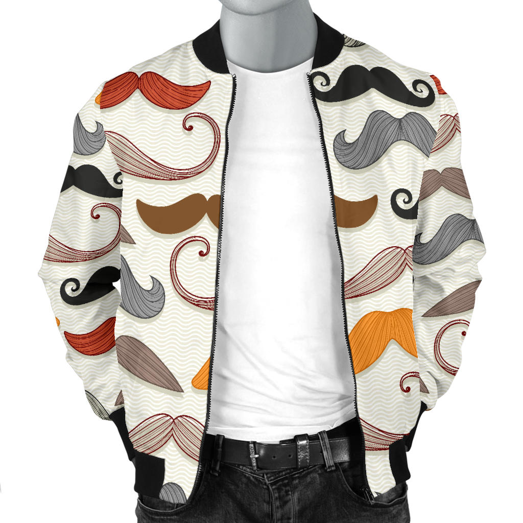 Mustache Pattern Print Design A02 Men Bomber Jacket