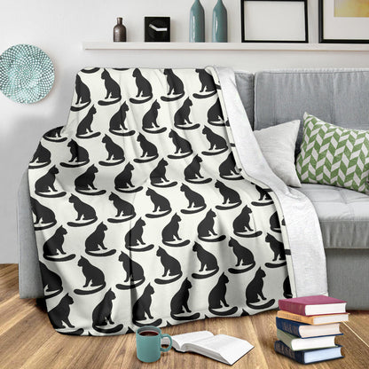 Black Cat Pattern Print Design 02 Premium Blanket