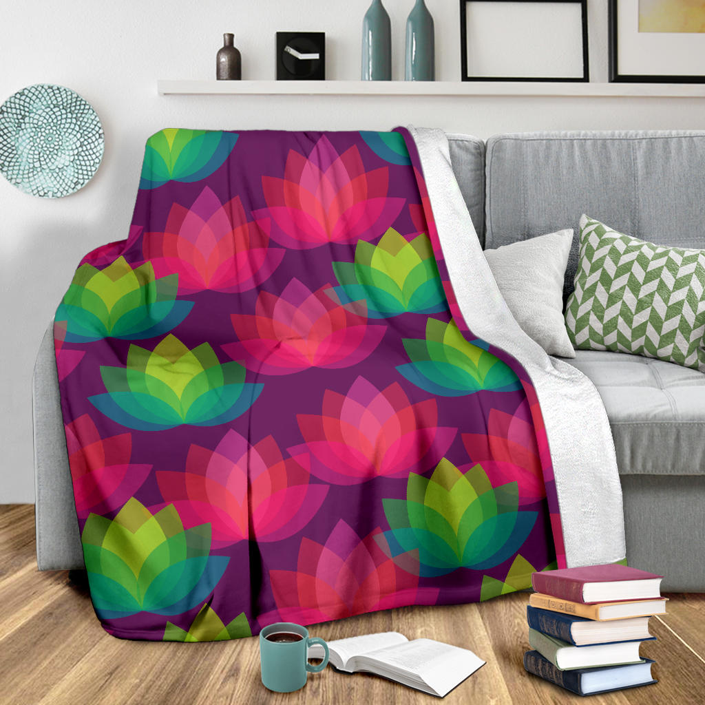 Lotus Pattern Print Design 02 Premium Blanket