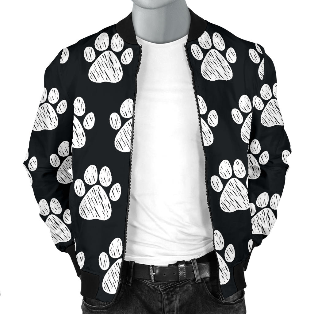 Paw Pattern Print Design A02 Men Bomber Jacket