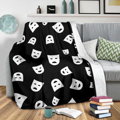 Acting Mask Pattern Print Design 03 Premium Blanket