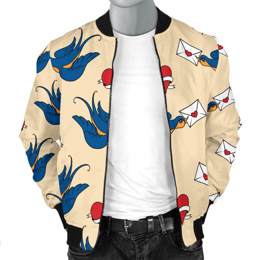 Swallow Bird Pattern Print Design 05 Men Bomber Jacket