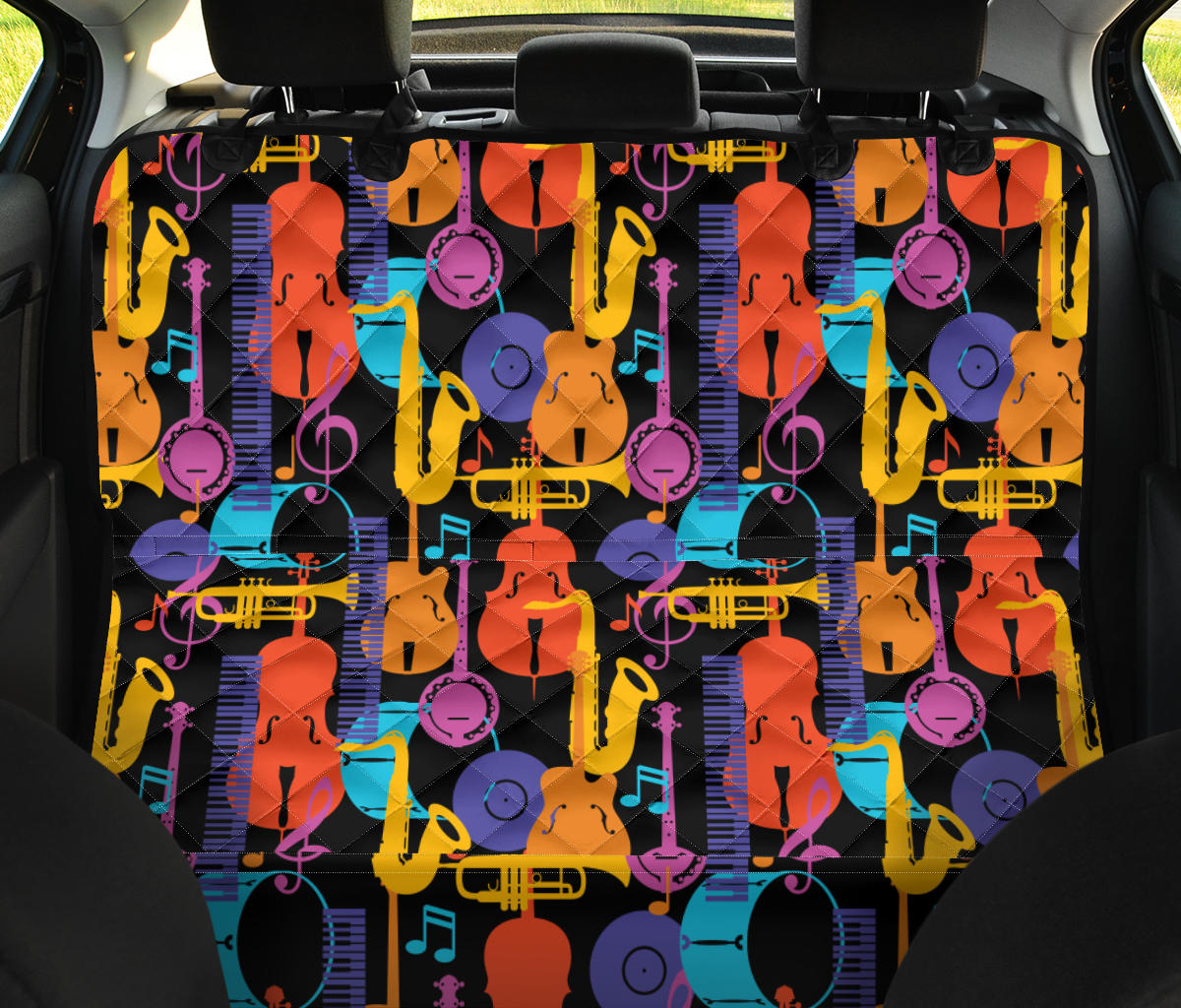 Jazz Pattern Print Design 03 Rear Dog Car Seat Cover Hammock
