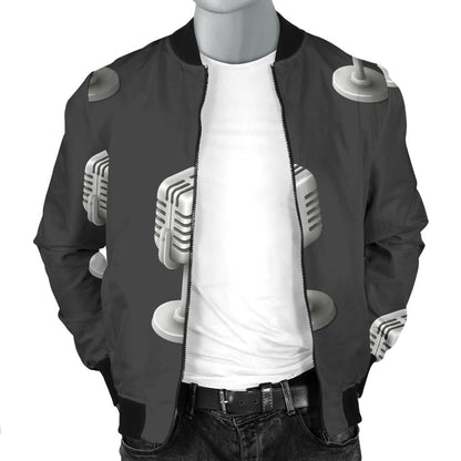 Microphone Vintage Pattern Print Design 01 Men Bomber Jacket