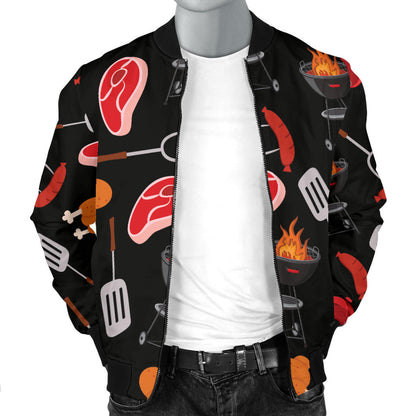 Barbecue Pattern Print Design 04 Men Bomber Jacket