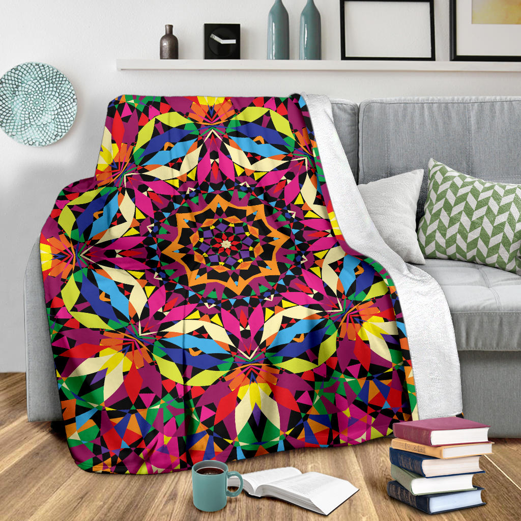 Kaleidoscope Pattern Print Design 02 Premium Blanket