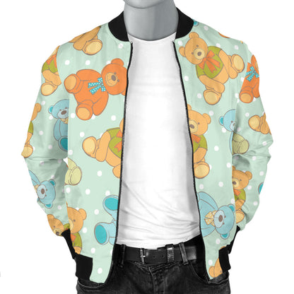 Bear Pattern Print Design 02 Men Bomber Jacket