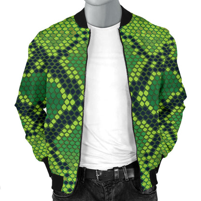 Python Green Pattern Print Design A01 Men Bomber Jacket