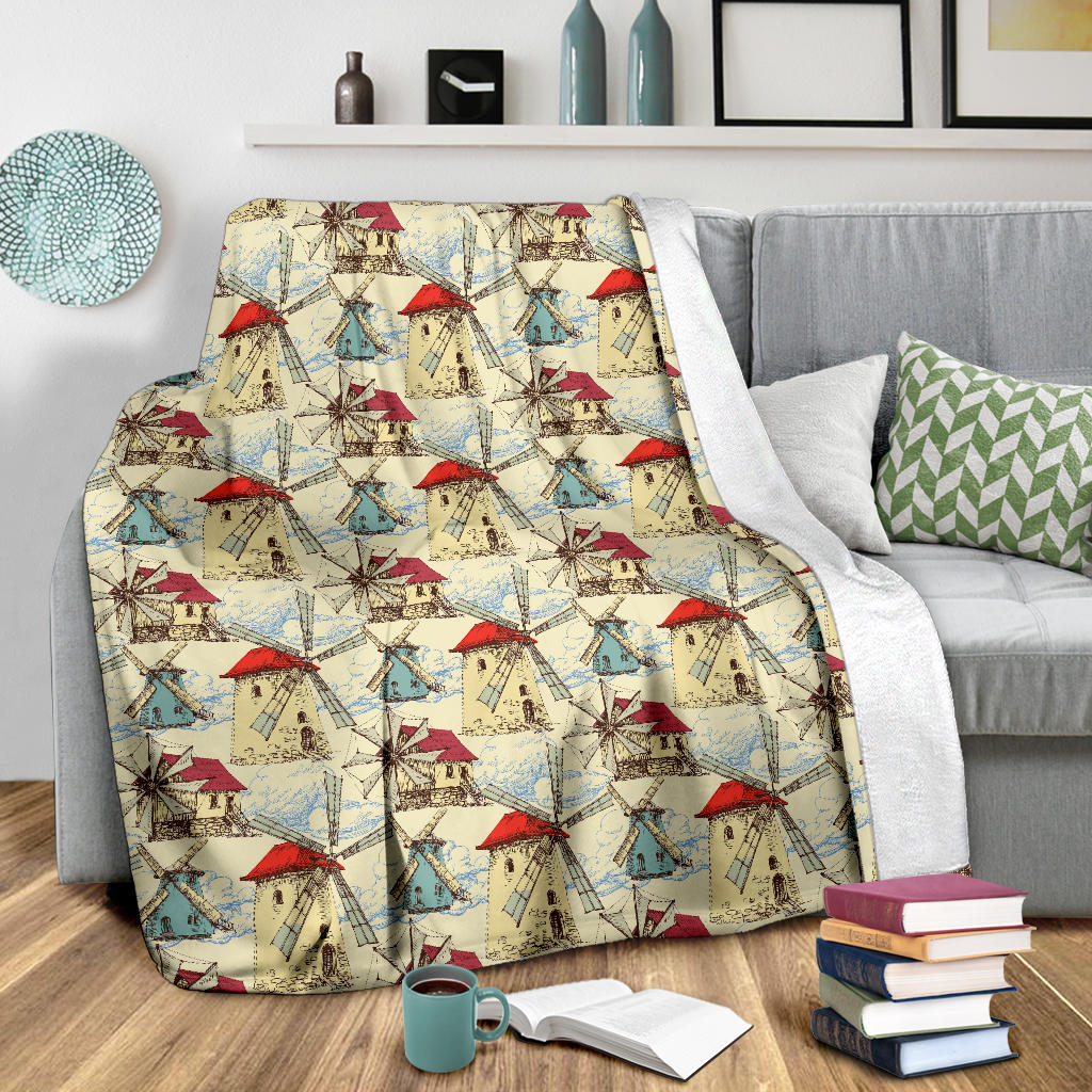 Windmill Pattern Print Design 01 Premium Blanket