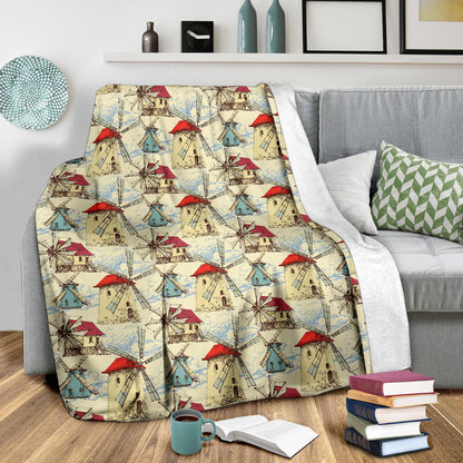 Windmill Pattern Print Design 01 Premium Blanket