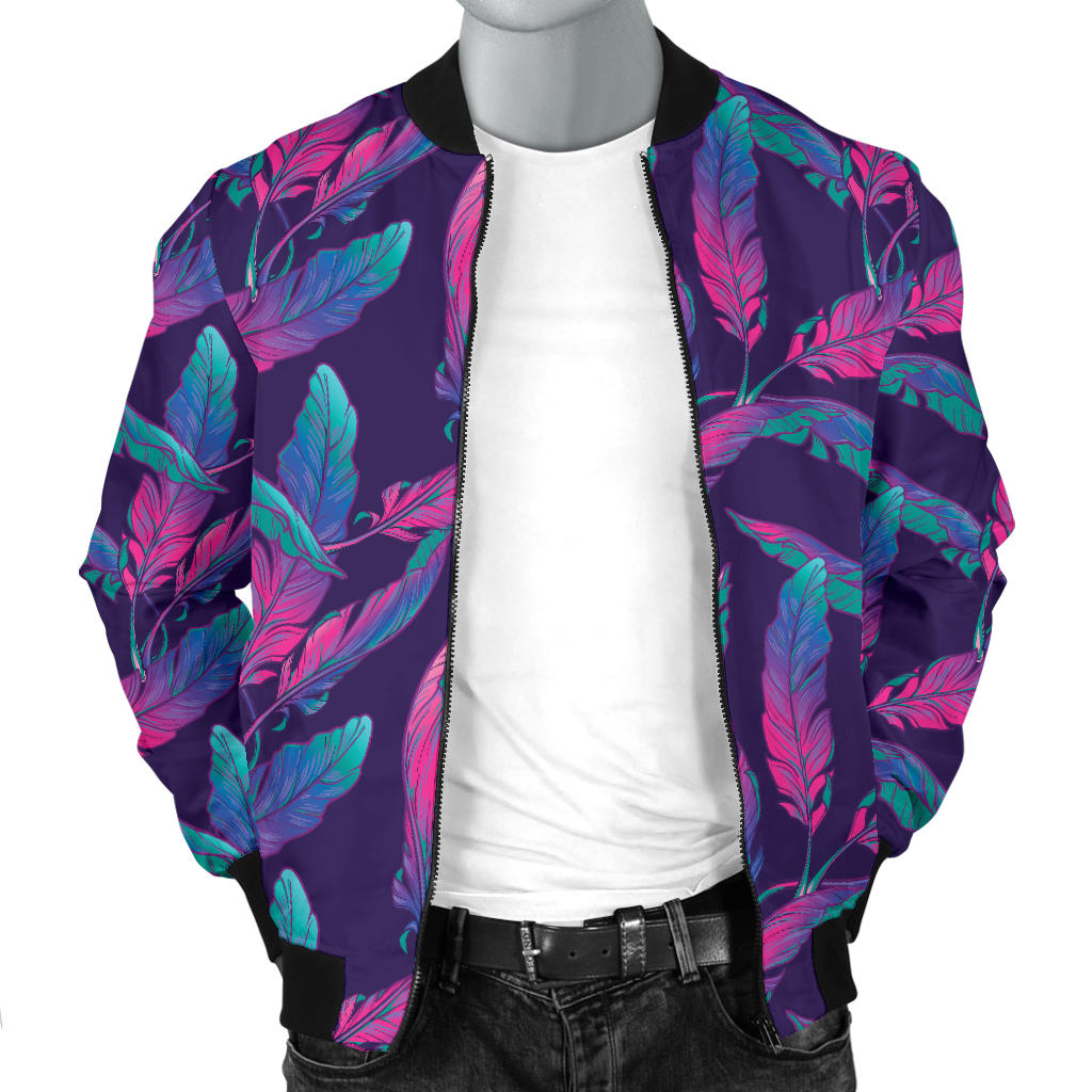 Banana Leaf Pattern Print Design 08 Men Bomber Jacket