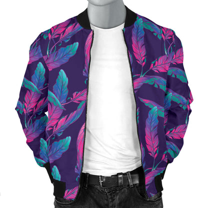 Banana Leaf Pattern Print Design 08 Men Bomber Jacket