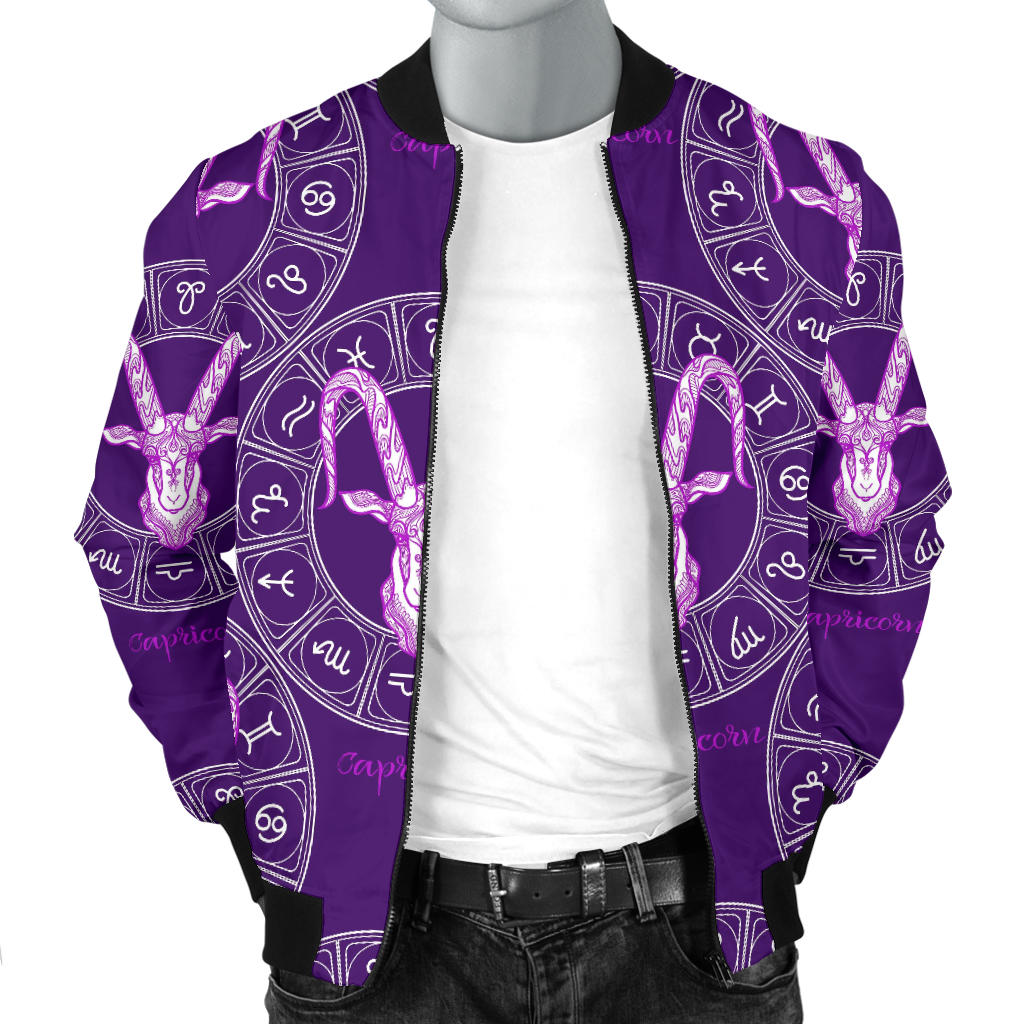 Capricorn Zodiac Pattern Print Design 04 Men Bomber Jacket