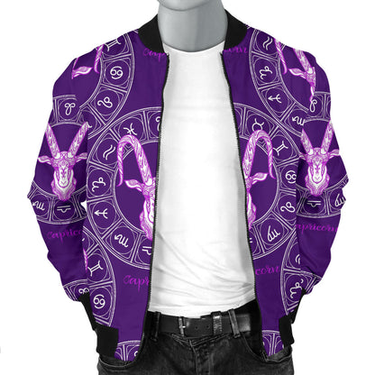 Capricorn Zodiac Pattern Print Design 04 Men Bomber Jacket