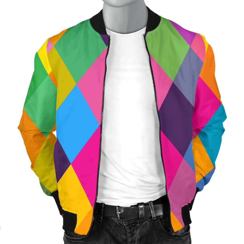 Harlequin Pattern Print Design 02 Men Bomber Jacket