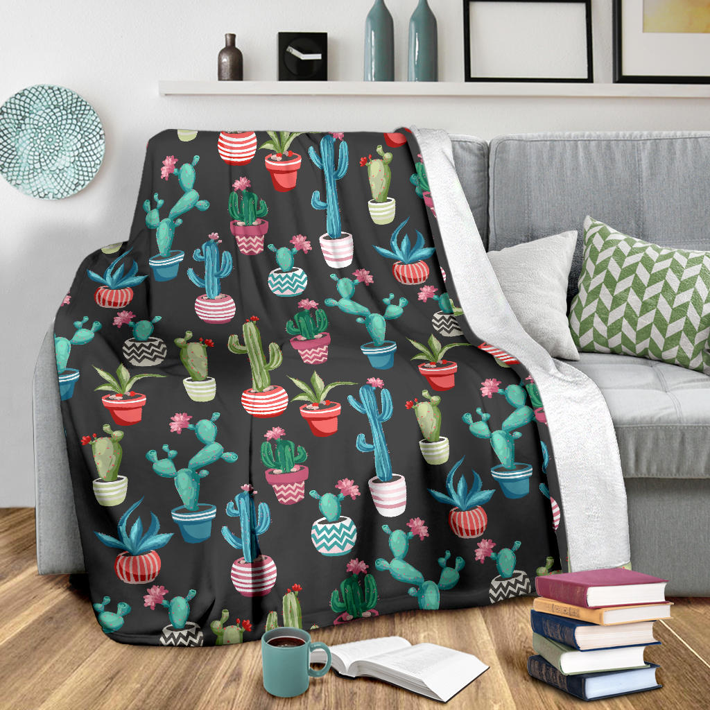 Cactus Pattern Print Design 02 Premium Blanket