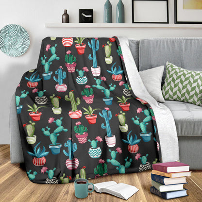 Cactus Pattern Print Design 02 Premium Blanket