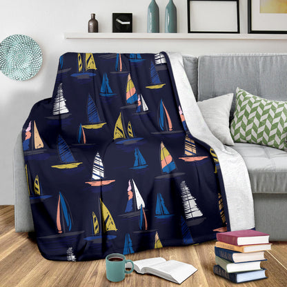 Sailing Ships Pattern Print Design A03 Premium Blanket