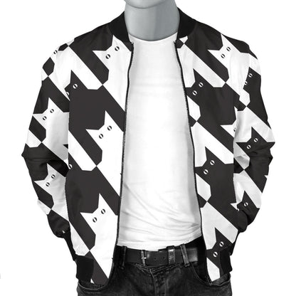 Cat HoundstoothPattern Print Design 01 Men Bomber Jacket