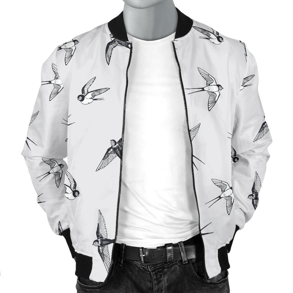 Swallow Bird Pattern Print Design 04 Men Bomber Jacket