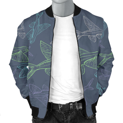 Flying Fish Pattern Print Design 02 Men Bomber Jacket