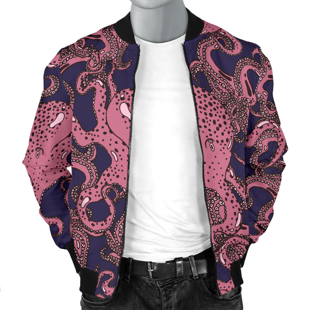 Octopus Pattern Print Design A03 Men Bomber Jacket