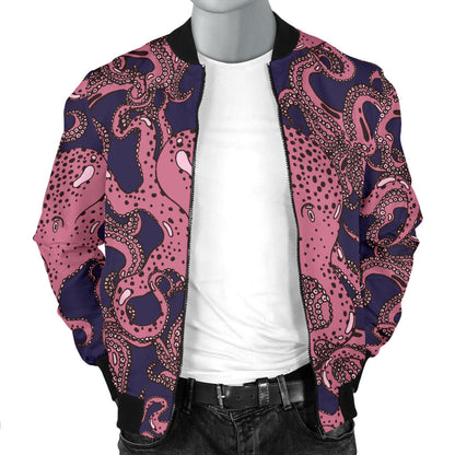 Octopus Pattern Print Design A03 Men Bomber Jacket