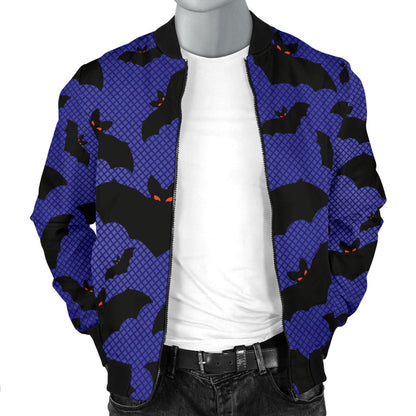 Bat Halloween Pattern Print Design 02 Men Bomber Jacket