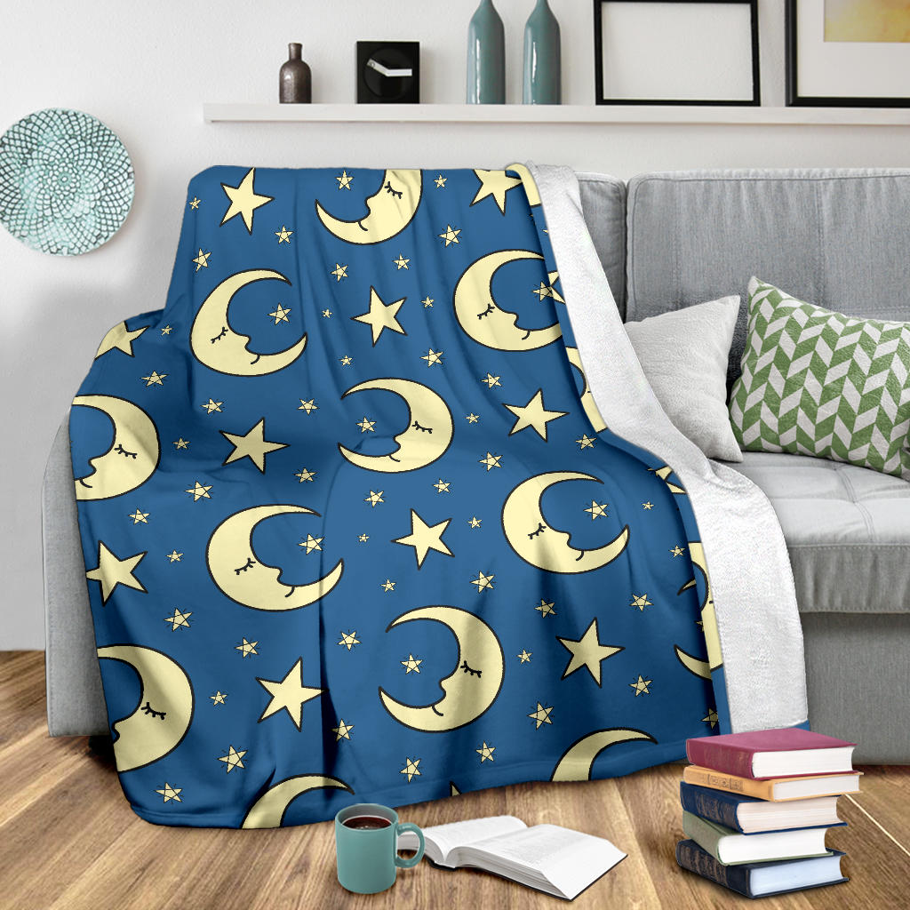 Moon Night Pattern Print Design 03 Premium Blanket