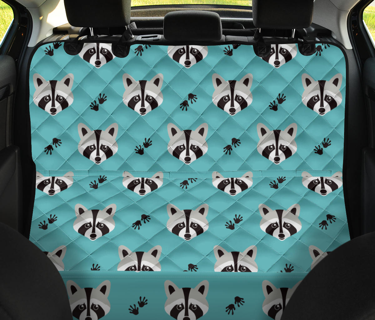 Raccoon Pattern Print Design A01 Rear Dog Car Seat Cover Hammock