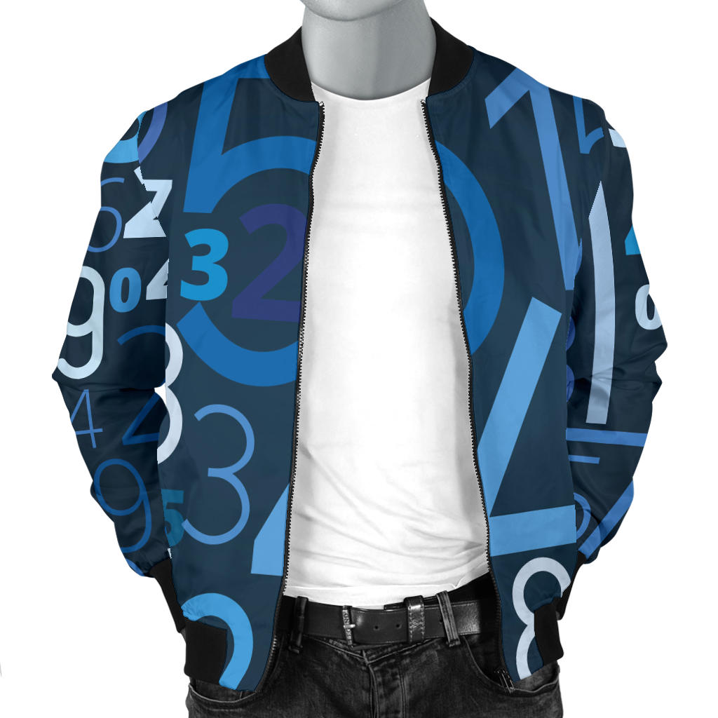 Number Pattern Print Design A02 Men Bomber Jacket