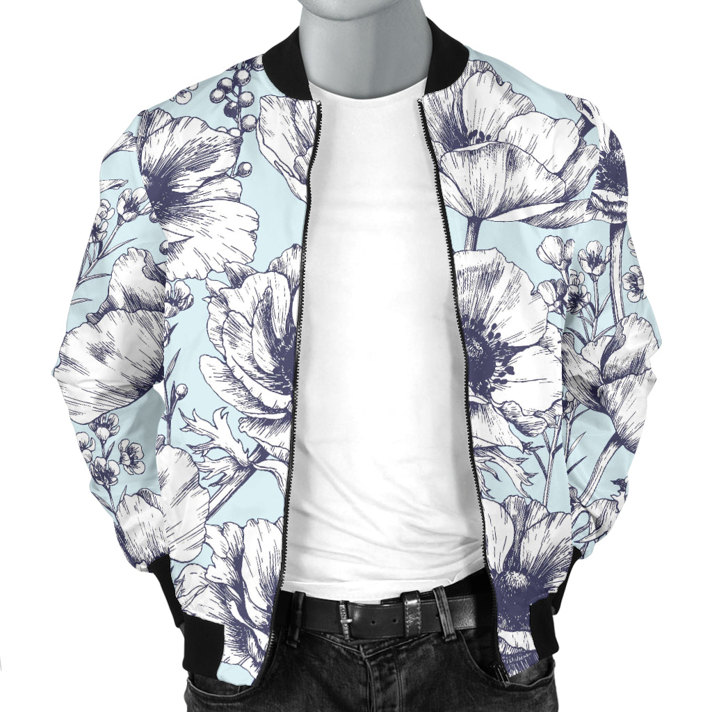 Anemone Pattern Print Design 02 Men Bomber Jacket