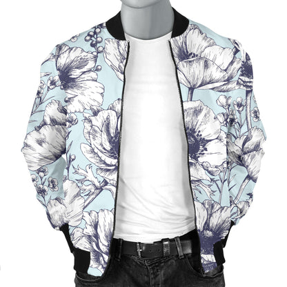Anemone Pattern Print Design 02 Men Bomber Jacket