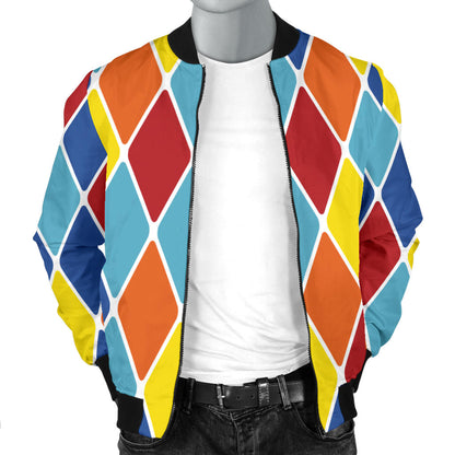 Harlequin Pattern Print Design 01 Men Bomber Jacket
