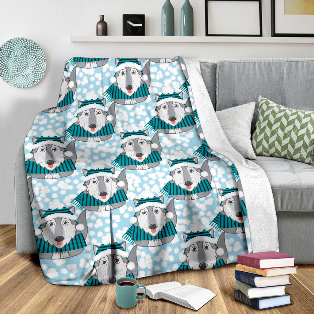 Alaskan Malamute Pattern Print Design 01 Premium Blanket
