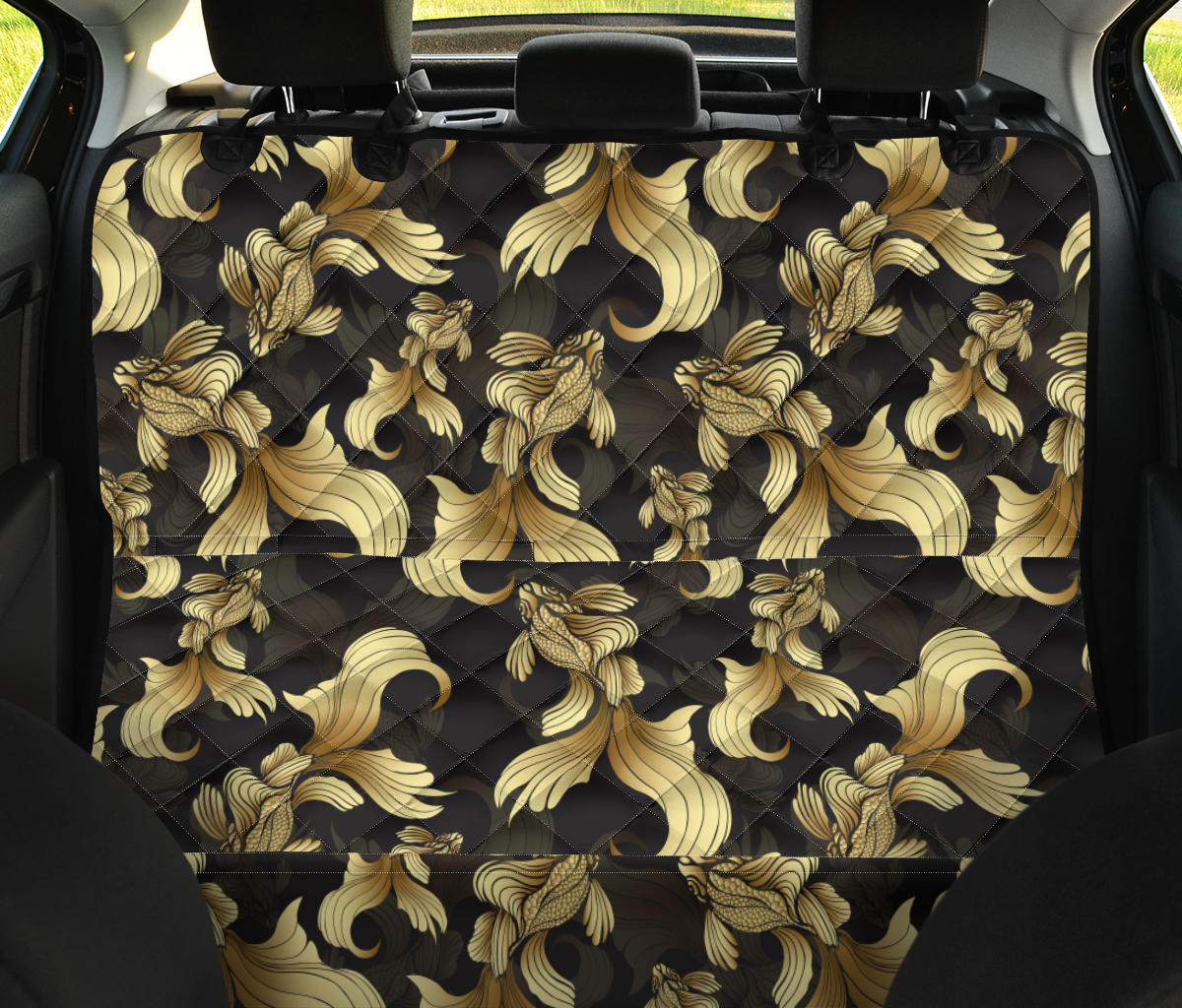 Goldfish Pattern Print Design 02 Rear Dog Car Seat Cover Hammock