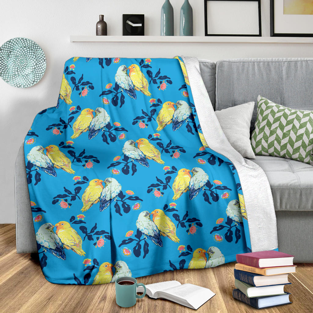 Lovebird Pattern Print Design 03 Premium Blanket