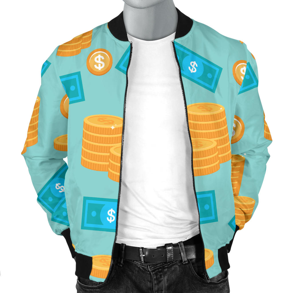 Money Pattern Print Design 03 Men Bomber Jacket