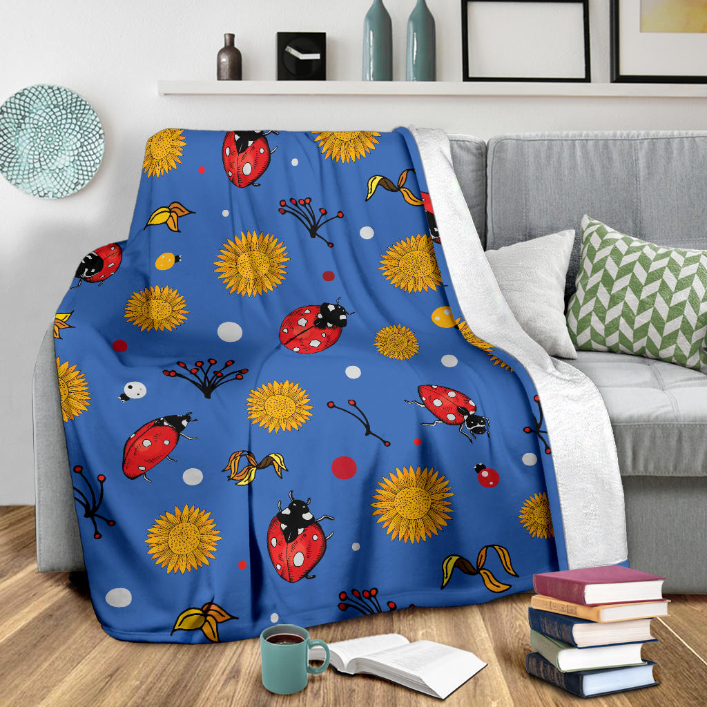 Ladybug Pattern Print Design 05 Premium Blanket