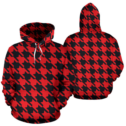Houndstooth Red Pattern Print Design 03 Pullover Hoodie