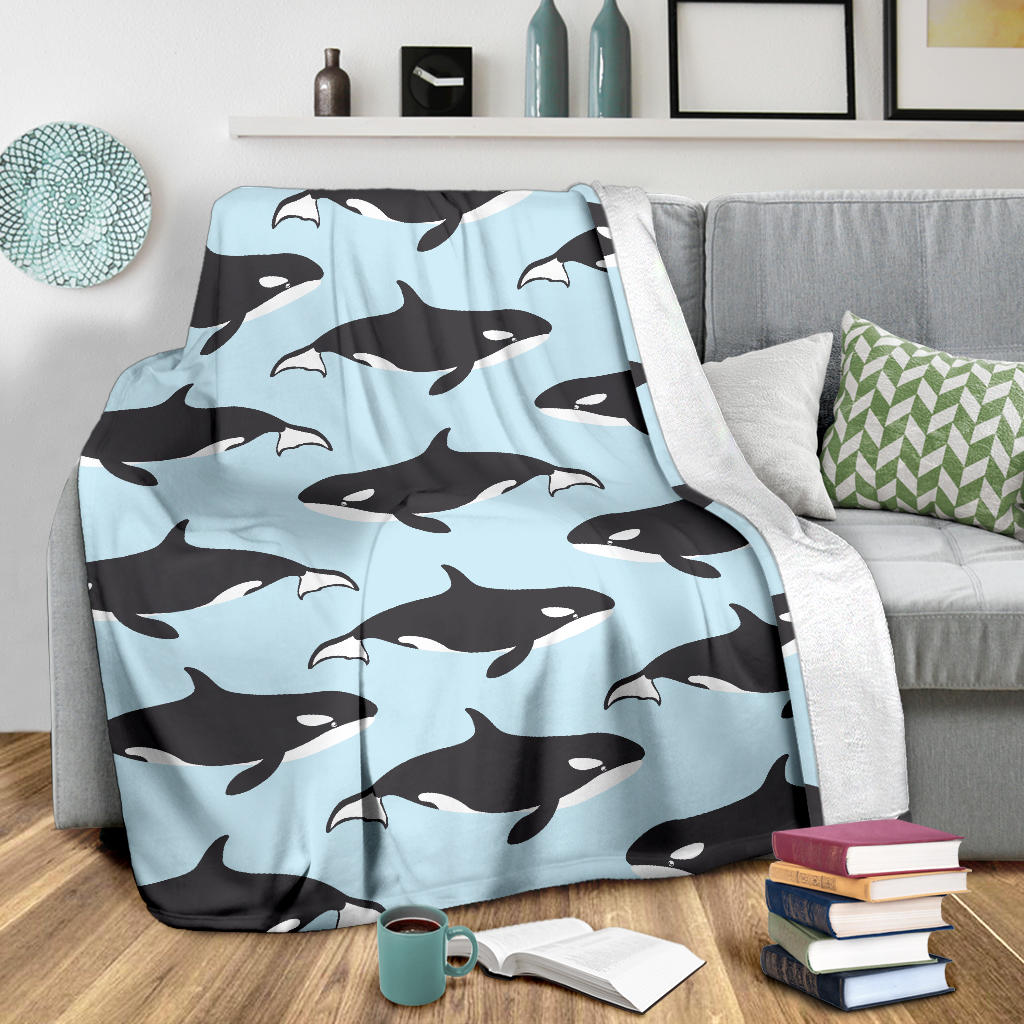 Killer Whale Pattern Print Design 01 Premium Blanket